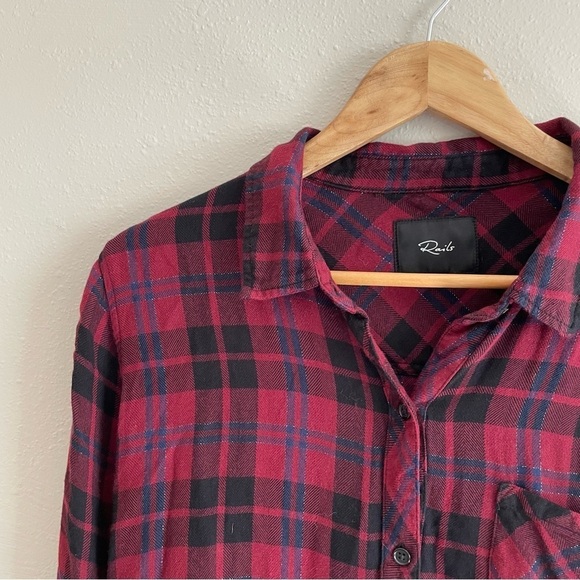 Rails | Red and Navy Flannel Plaid Button Down - Picture 2 of 10